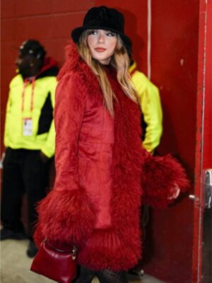 Chiefs vs Texans Taylor Swift Red Fur Coat