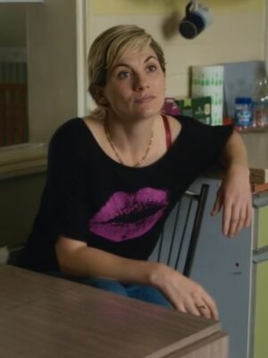 Toxic Town Mini 2025 Jodie Whittaker Pink Lip Printed Blouse