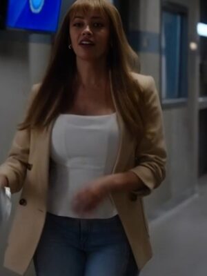 Vanessa Morgan Wild Cards S02 Max Mitchell Tan Double-Breasted Blazer