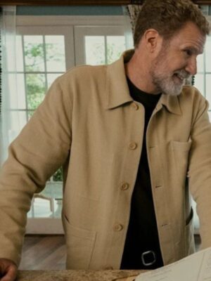 Jim Film 2025 You’re Cordially Invited Will Ferrell Beige Woolen Jacket