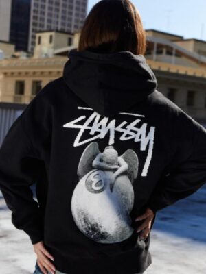 Unisex Stussy Angel Ovesized Black Hoodie