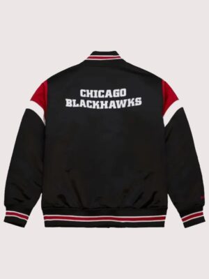 NHL Chicago Blackhawks Black Satin Jacket