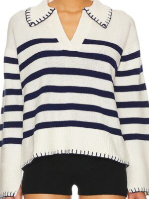 Sweet Magnolias S4 Heather Headley Navy Blue Striped Sweater