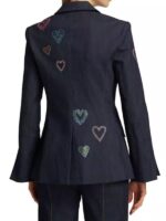 The Today Show 2024 Savannah Guthrie Blue Denim Embroidered Hearts Blazer