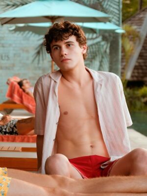 Lochlan Ratliff TV-Series The White Lotus S03 Sam Nivola Pink Striped Shirt