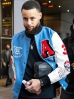 Stephen Curry Allen Iverson Blue & White Varsity Jacket