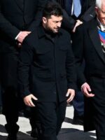 Zelensky Pope Francis Funeral Black Military Jacket