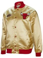Chicago Bulls Golden Satin Jacket For Sale