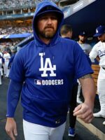 Kirby Yates 2025 Los Angles Dodgers Blue Half Sleeves Hoodie
