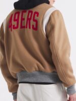 Men's San Francisco 49ers Oatmeal Wool Full-Snap Varsity Jacket