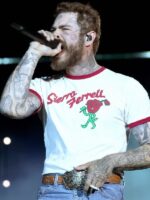 Ferrell The Ramblin Rose Post Malone Printed White T-Shirt