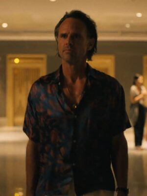The White Lotus S03 Walton Goggins Printed Navy Blue Shirt